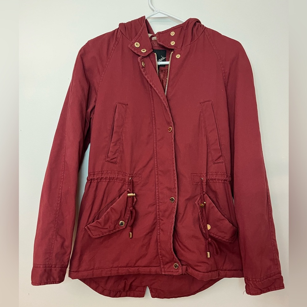 Collection B Brick Red Hooded Utility Jacket Small